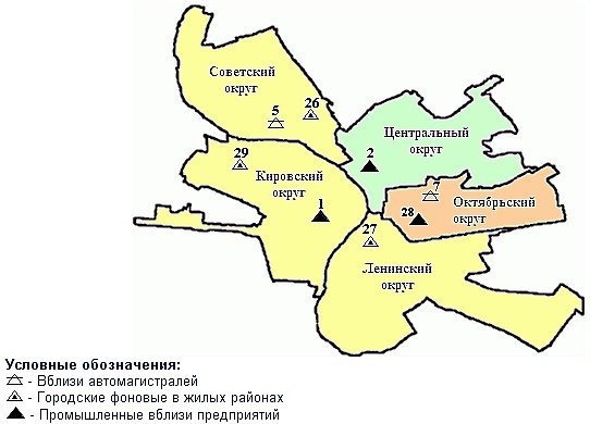 Карта загрязнения атмосферы по округам Омска за сентябрь 2010 года Карта загрязнения атмосферы по округам Омска за сентябрь 2010 года
