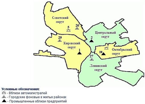 Карта загрязнения Омска по округам Карта загрязнения Омска по округам