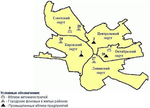 Карта загрязнения по административным округам Омска Карта загрязнения по административным округам Омска
