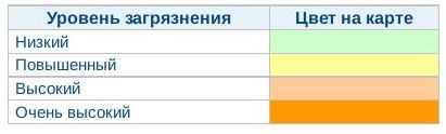 Карта загрязнения округов Омска