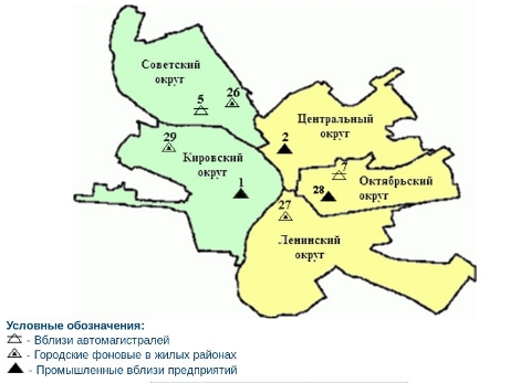 Уровень загрязнения по районам Омска Уровень загрязнения по районам Омска