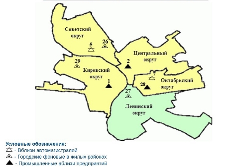 Уровень загрязнения по районам Омска Уровень загрязнения по районам Омска